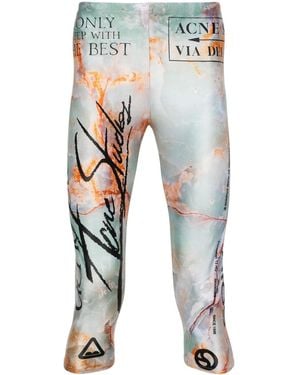 Acne Studios Marble Artwork-Print Cropped Leggings - Green