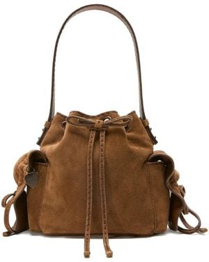 Acne Studios Mini multipocket suede shoulder bag - Marrón