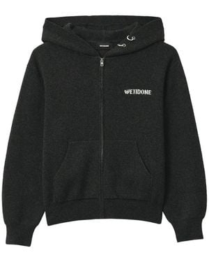 we11done Logo-Embroidered Knit Hoodie - Black