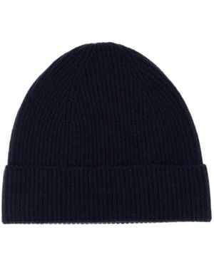 Ballantyne Ribbed Cashmere Beanie Hat - Blue