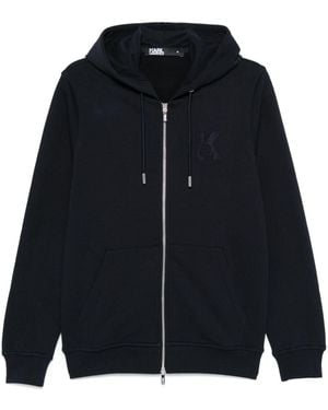 Karl Lagerfeld Midnight Blue Jersey Zip-Up Hoodie