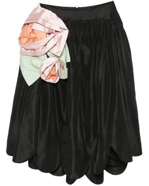 Simone Rocha Gonna Midi Con Applicazione A Fiori - Nero