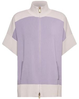 Elena Miro Two-Tone Zip-Up Sweatshirt - Purple
