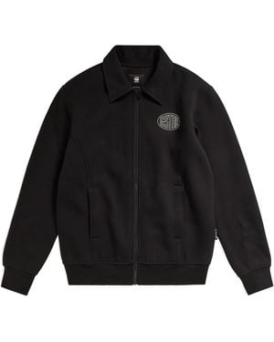 G-Star Logo-Embroidered Zip-Up Sweatshirt - Black