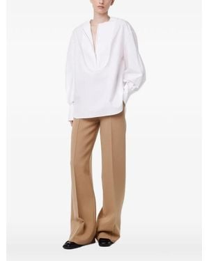 Another Tomorrow Quarter-Zip Blouse - White