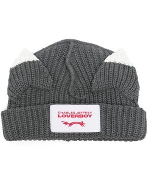Charles Jeffrey Ears-Detailed Beanie - Grey