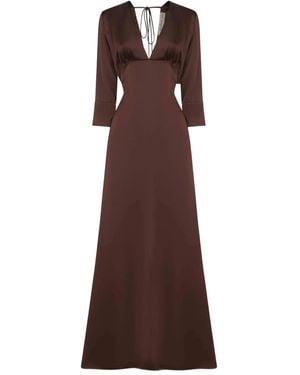 Blanca Vita Neck-Tie Flared Maxi Dress - Brown