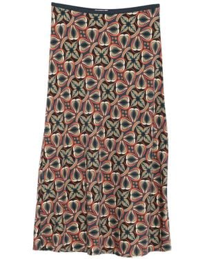 Siyu Geometric-Print Midi Skirt - Brown