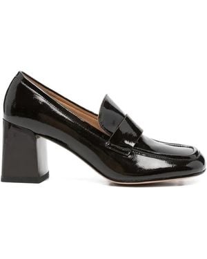 SERGIO MORETTI FIRENZE Square-Toe Leather Court Shoes - Black