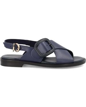 Frau Crossover-Strap Buckled Sandals - Blue