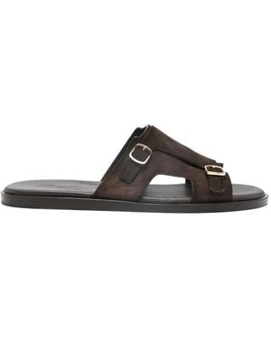 Santoni Buckle-Detail Slides - Black