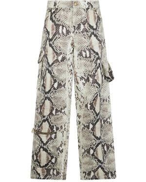 Roberto Cavalli Python-Print Cargo Trousers - White