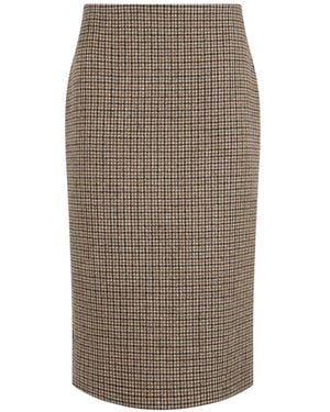 P.A.R.O.S.H. Houndstooth-Pattern Pencil Midi Skirt - Natural