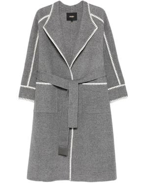 Maje Abrigo Con Ribete Bordado - Gris
