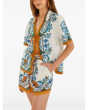 FARM Rio Floral-Tile Shorts - White