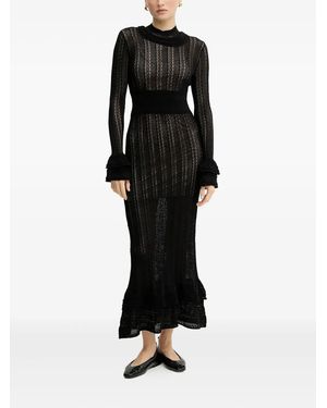 Twinset Ruffled Knitted Maxi Dress - Black