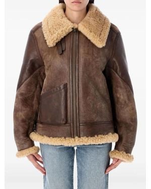 Ralph Lauren Trim-Shearling Leather Jacket - Brown