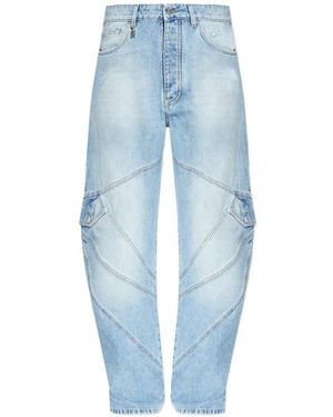Amiri Jean Droit À Empiècements Patchwork - Bleu