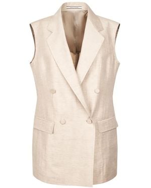 Tagliatore Double-Breasted Sleeveless Waistcoat - Natural