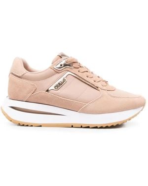 Guess Panelled Leather Trainers - Pink