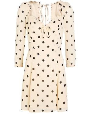 Reformation Ruffled-Trim Polka-Dot Dress - Natural