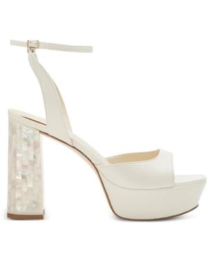 freya rose Margot Ankle-Strap Platform Sandals - White