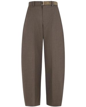 Sacai Belted Pleated Trousers - Brown