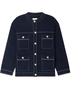 Sandro Contrast Stitch Cardigan - Black