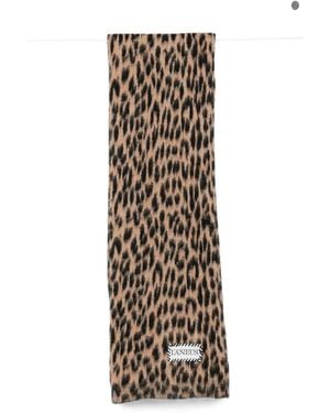 Laneus Leopard-Print Scarves - White