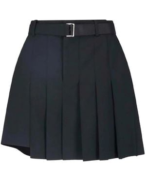 Sacai Belted Pleated Mini Skirt - Blue
