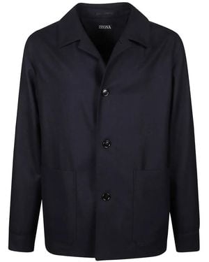 ZEGNA ボタン シャツジャケット - ブルー
