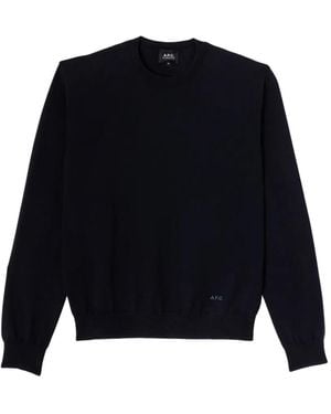 A.P.C. Mathieu Logo-Embroidered Sweater - Blue