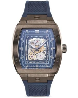 Ferragamo Tonneau スケルトン 42mm腕時計 - ブルー
