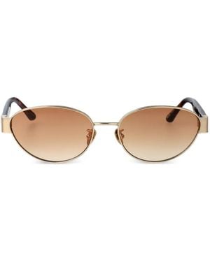 Linda Farrow Sheri Oval-Frame Sunglasses - Natural