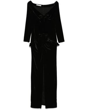 Alessandra Rich Abendkleid Aus Samt Mit Schleife - Schwarz
