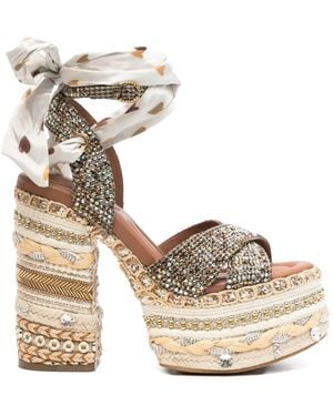 Kurt Geiger Embellished Platform Heeled Sandals - Metallic