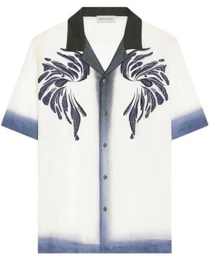 Dries Van Noten Wing-Embroidery Short-Sleeve Shirt - White
