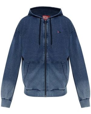 DIESEL Faded Zip-Up Hoodie - Blue