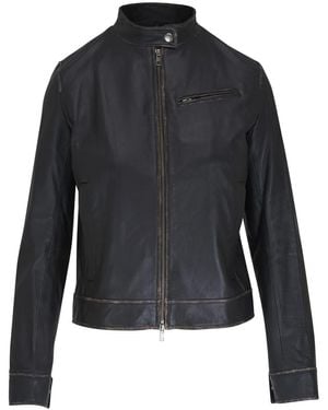 Vince Leather Jacket - Blue