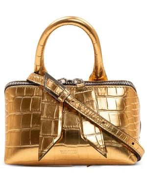 The Attico Mini Friday Crocodile-Effect Tote Bag - Metallic
