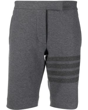 Thom Browne 4-Bar Stripe Twill Shorts - Gray