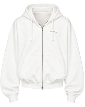Vetements Hoodie Zippé À Logo Brodé - White