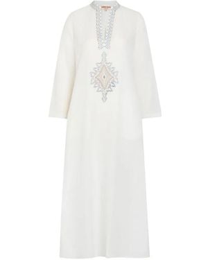 Emporio Sirenuse Jenna Embroidered V-Neck Dress - White