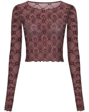 Marine Serre Oberteil aus Mesh mit Monogramm - Lila