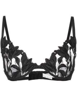 Fleur du Mal Lily Lace Plunge Demi Bra - Black