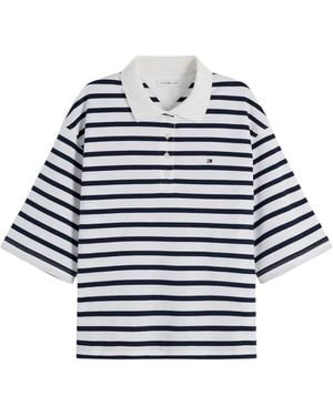 Tommy Hilfiger Striped Short-Sleeve Polo Shirt - Blue