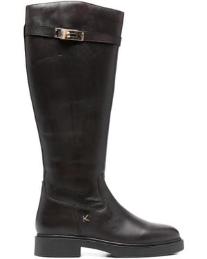Keys Buckle Strap Boots - Black