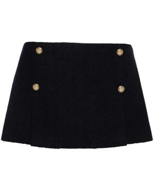 Miu Miu Pleat-Detail Tweed Skirt - Black
