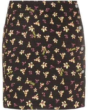 ROTATE BIRGER CHRISTENSEN Floral-Pattern Jacquard Miniskirt - Black