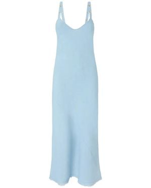 Pinko Stud-Embellished Frayed Maxi Dress - Blue
